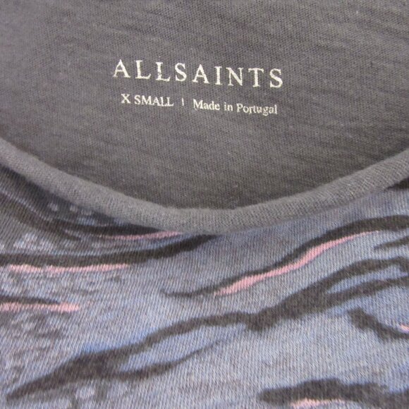 ALLSAINTS Gray Patterned Size XS Cropped Short Sleeve Pullover T-Shirt - Picture 2 of 3